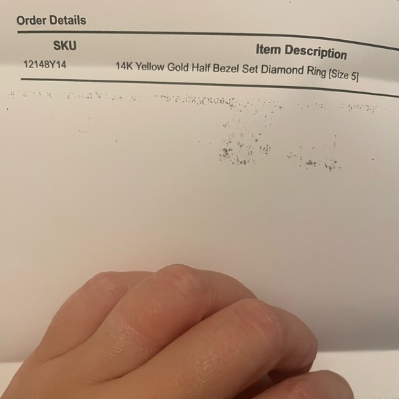 14k yellow gold half bezel diamond ring - Picture 8 of 13